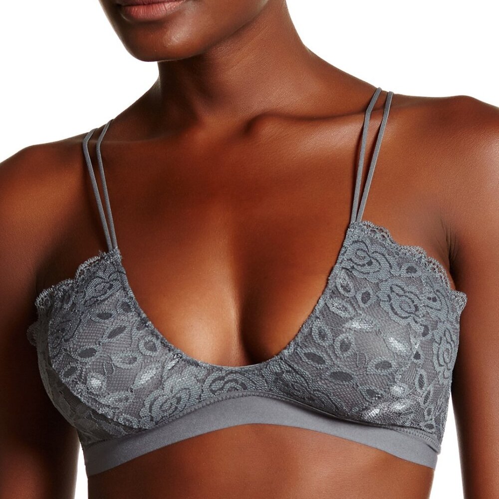 Free People NEW 'All For You' Lace Bralette GREY Convertibile BRA NWT Women's S